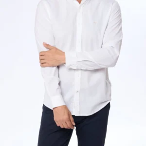 Camisa de lino cuello Mao Blanca
