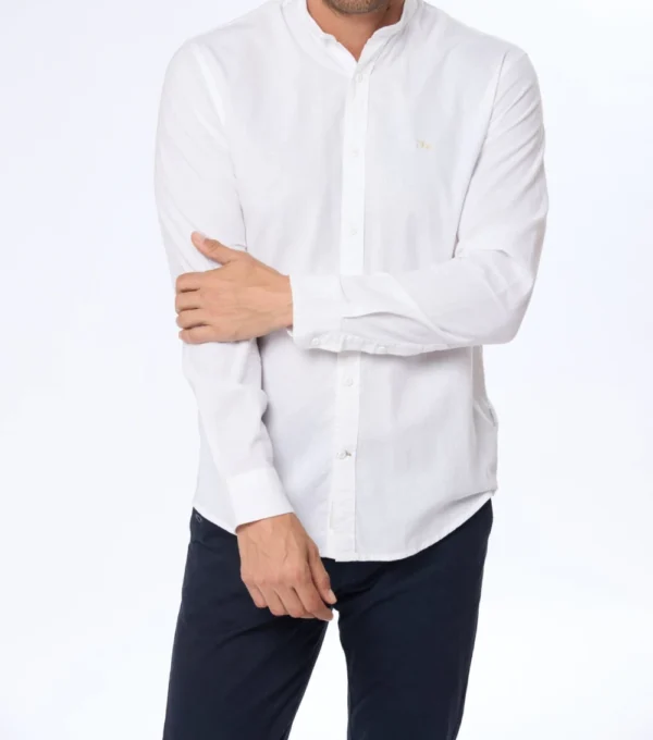 Camisa de lino cuello Mao Blanca
