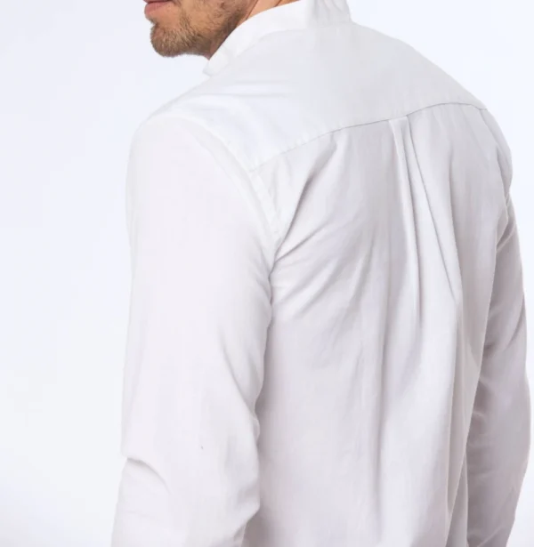 Camisa de lino cuello Mao Blanca - Imagen 4