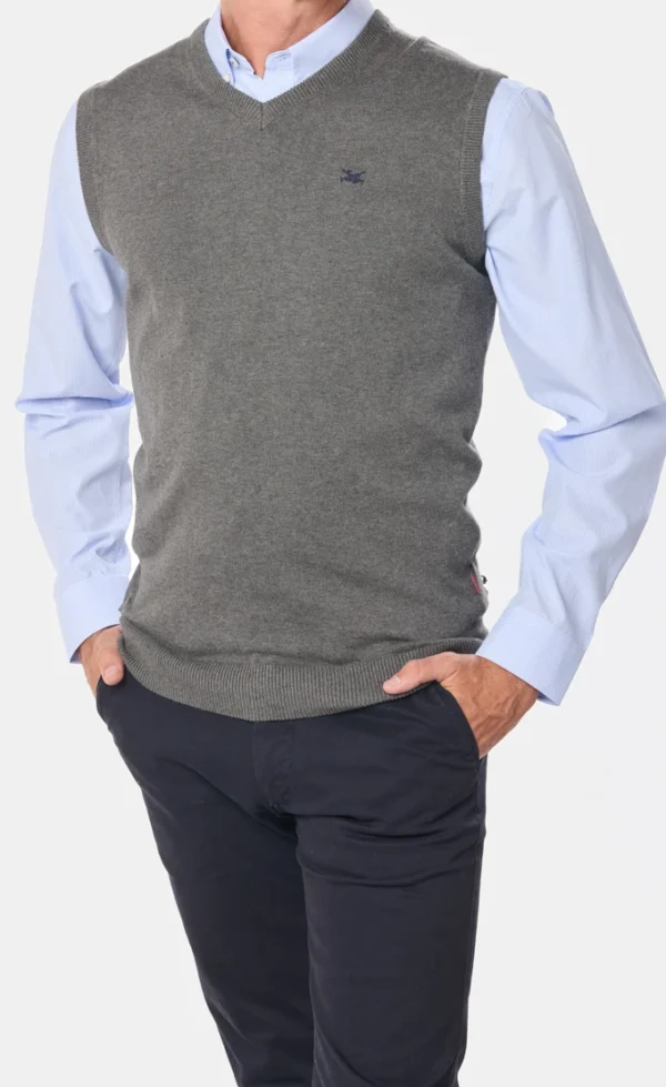 Chaleco Tejido Gris Oscuro