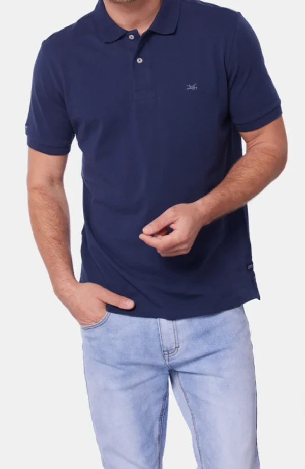Remera Polo Lisa Azul - Imagen 4