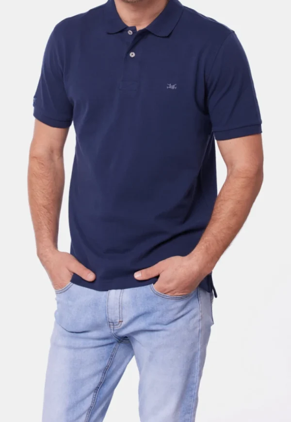 Remera Polo Lisa Azul