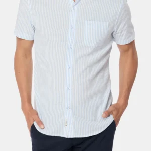 Camisa de Lino Rayada Slim Fit